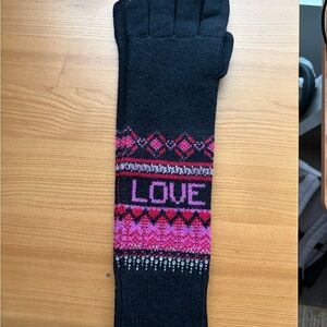 Johnny Was Black and Pink Knit Gloves/Arm Warmers